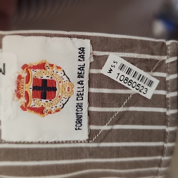 Borrelli Dress Shirt 16.5" Neck 42" Chest Tan Stripe Perfect Condition - Picture 7 of 7